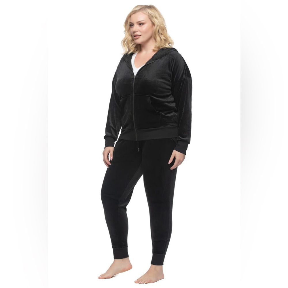 Black new  Velour Zip‎ Hoodie Set